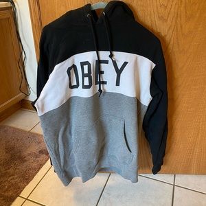 Black, white, & grey Obey hoodie
